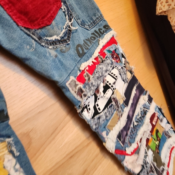 ARTIST UPCYCLED PATCHWORK STREETWEAR QUIXOTICA DENIM JEANS ONE-OF-A-KIND 32/33 - Picture 6 of 16